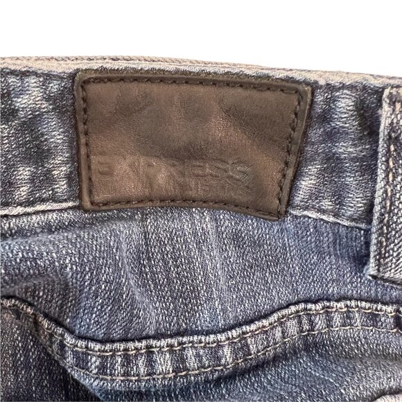 Express MIA Womens Ultra Skinny‎ Slightly Distressed Logo Blue Jeans Size 6 - Picture 6 of 8